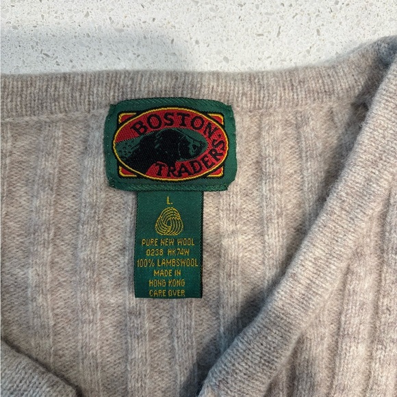 Boston Traders 100% Lambswool Men's Zip Up Beige Sweater - Picture 3 of 8